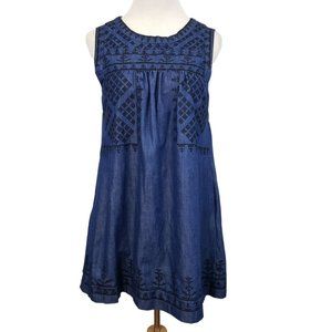 Honey Punch Women's Small Embroidered Chambray Tent Mini Length Dress